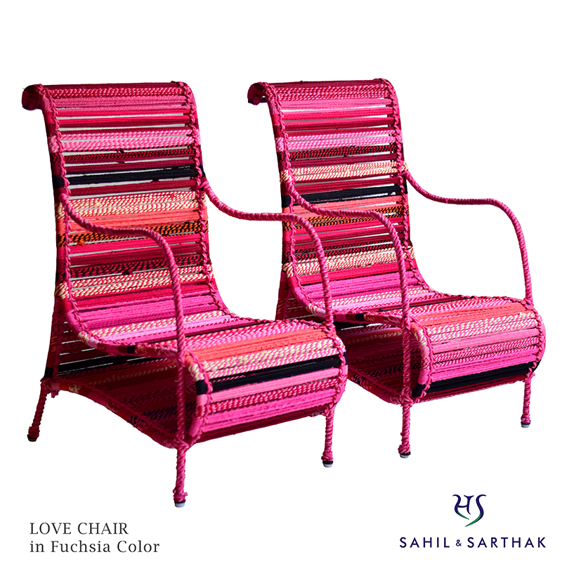 Love Chair in Fuchsia Color by Sahil & Sarthak